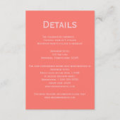 Levendig Modern Roze & Koraal Foto bruiloft Detail Informatiekaartje (Voorkant)