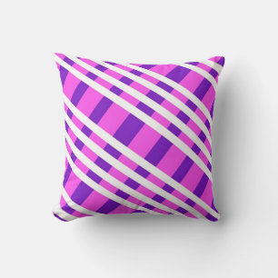 Levendig Modern Roze Paarse Kleurrijke Plaid Patte Kussen