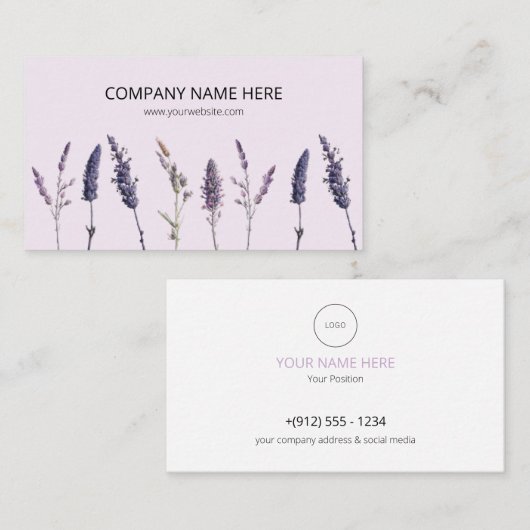 Levendig moderne Visitekaartjes met lavender Flora (Voorkant / Achterkant)