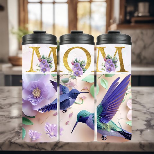 Levendig Mom Bloemen Ontwerp Thermosbeker