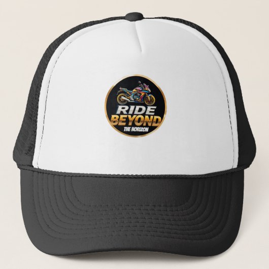 Levendig motorfietsembleem met gouden elementen trucker pet (Voorkant)