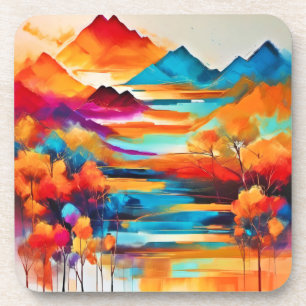 Levendig Mountain Sunset schilderij Bier Onderzetter