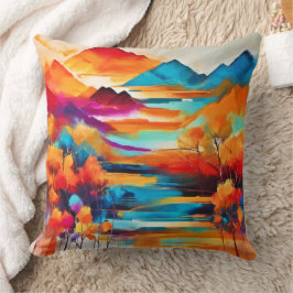 Levendig Mountain Sunset schilderij Kussen