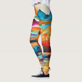 Levendig Mountain Sunset schilderij Leggings (Links)