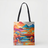 Levendig Mountain Sunset schilderij Tote Bag (Voorkant)