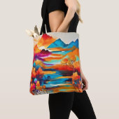 Levendig Mountain Sunset schilderij Tote Bag (Dichtbij)