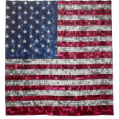 Levendig mozaïek Amerikaanse vlag Glas in lood Douchegordijn (Voorkant)