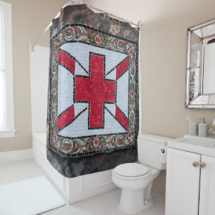 Levendig Mozaïek St. George's Flag Glas in lood Douchegordijn