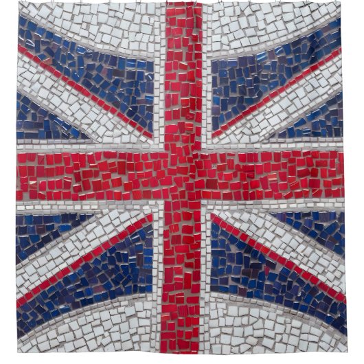 Levendig mozaïek Union Jack Douchegordijn (Voorkant)