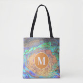 Levendig Mozaïekpatroon van Abalone Schelp met Ini Tote Bag (Voorkant)