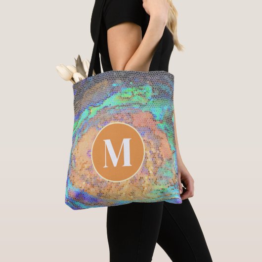 Levendig Mozaïekpatroon van Abalone Schelp met Ini Tote Bag (Dichtbij)