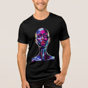Levendig Mozaïekportret van een Moderne Vrouw Tri-Blend Shirt