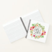 Levendig Mr. en Mrs. Floral Wedding Guestbook Notitieboek (Binnen)