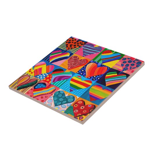 Levendig multi hart tegeltje (Zijkant)