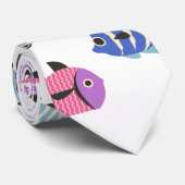 Levendig multi-kleur speelse vis oceaan patroon stropdas (Opgerold)