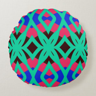 Levendig multicolor geometrisch weefselpatroon ont rond kussen