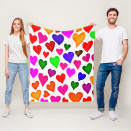 Levendig multicolor hartpatroon fleece deken