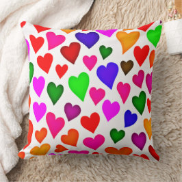 Levendig multicolor hartpatroon kussen