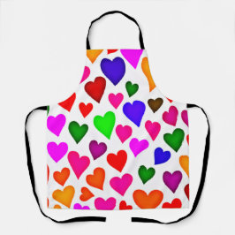 Levendig multicolor hartpatroon schort