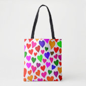 Levendig multicolor hartpatroon tote bag (Voorkant)