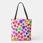 Levendig multicolor hartpatroon tote bag (Achterkant)