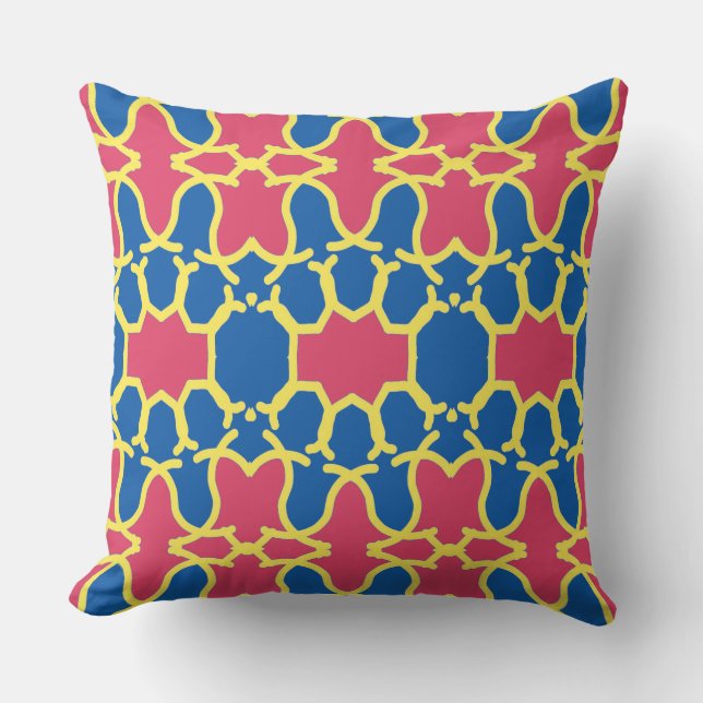 Levendig multicolor klassieke stof patroon ontwerp kussen (Voorkant)
