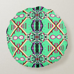 Levendig multicolor klassieke stof patroon ontwerp rond kussen