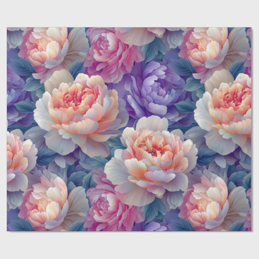 Levendig Multicolor Peony Flower Art Design Cadeaupapier (Vlak)
