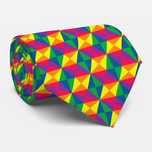 Levendig multikleurig geometrisch patroon stropdas (Opgerold)