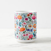 Levendig naadloos bloemontwerp met verse bloemen magische mok (Midden)