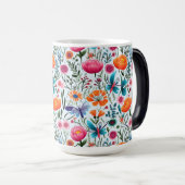 Levendig naadloos bloemontwerp met verse bloemen magische mok (Voorkant rechts)