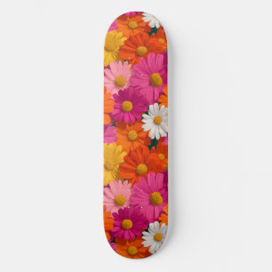 Levendig Naadloos Daisy Bloemenpatroon Persoonlijk Skateboard