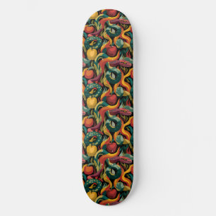 Levendig Naadloos Patroon met Slangen en Appels Persoonlijk Skateboard