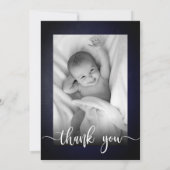 Levendig Navy Blue Floral Baptisme Dank je kaarten (Achterkant)