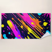 Levendig Neon Abstract Kleur Splash Ontwerp Strandlaken (Voorkant)