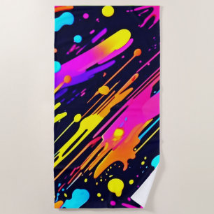 Levendig Neon Abstract Kleur Splash Ontwerp Strandlaken