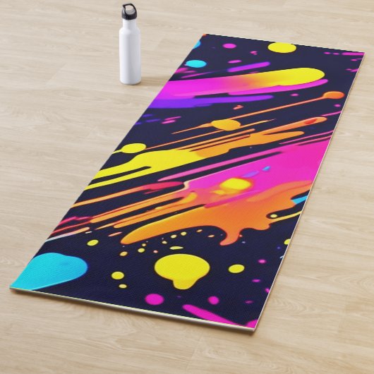 Levendig Neon Abstract Kleur Splash Ontwerp Yogamat (In situ)