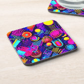 Levendig Neon Abstract Pattern Bier Onderzetter (Linkerzijde)