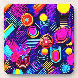 Levendig Neon Abstract Pattern Bier Onderzetter