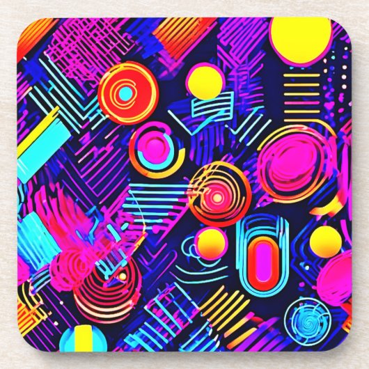 Levendig Neon Abstract Pattern Bier Onderzetter (Voorkant)