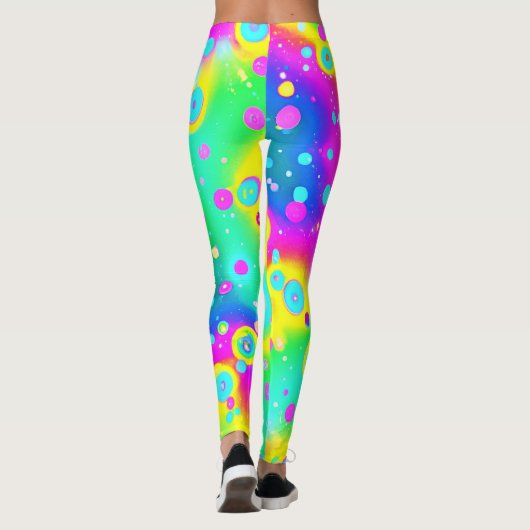 Levendig neon blaze patroon leggings (Achterkant)