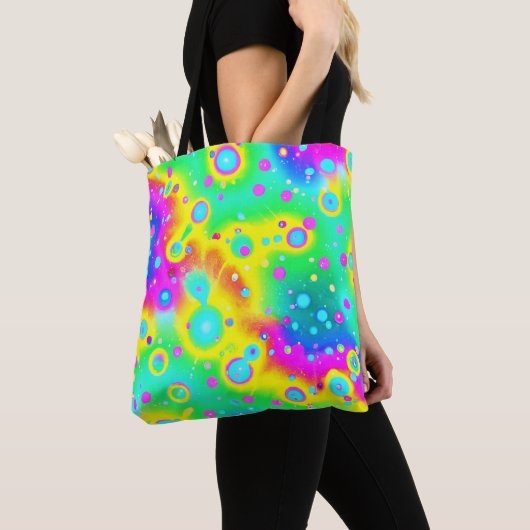 Levendig neon blaze patroon tote bag (Dichtbij)