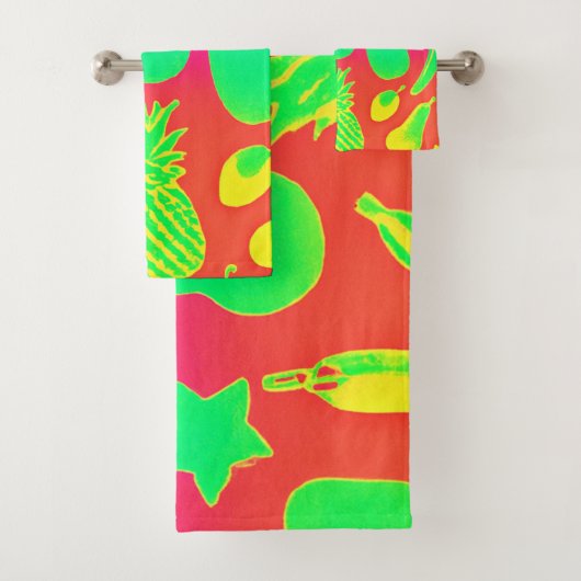 Levendig neon fruit patroon bad handdoek (Insitu)