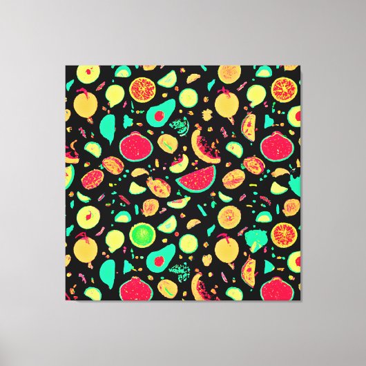 Levendig neon fruit patroon canvas afdruk (Voorkant)