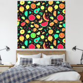 Levendig neon fruit patroon canvas afdruk (Insitu (Slaapkamer))