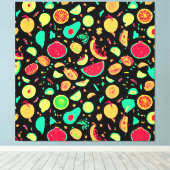 Levendig neon fruit patroon canvas afdruk (Insitu (Houten vloer))