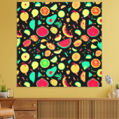 Levendig neon fruit patroon canvas afdruk (Insitu (Woonkamer))