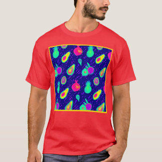 Levendig neon fruit patroon ontwerp t-shirt