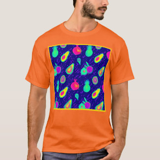 Levendig neon fruit patroon ontwerp t-shirt