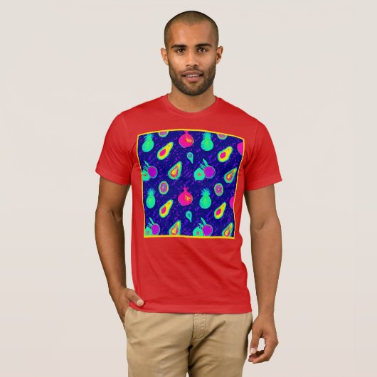 Levendig neon fruit patroon ontwerp t-shirt (Voorkant volledig)